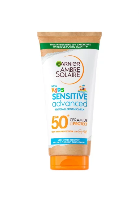 Слънцезащитно мляко за тяло  Ambre Solaire Sensitive Advanced SPF 50+ - За деца - 175 мл