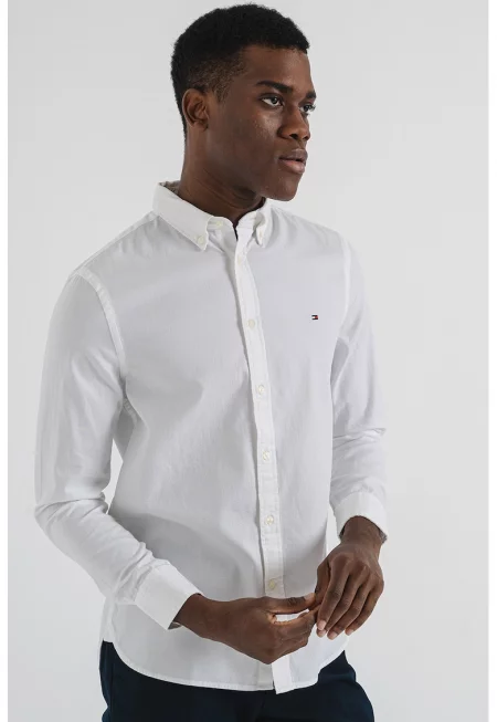 Слим риза от памук - Мръснобял