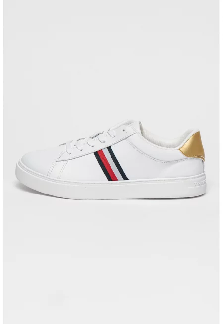 Спортни обувки от кожа с контрасти - Червен/Бял/Тъмносин