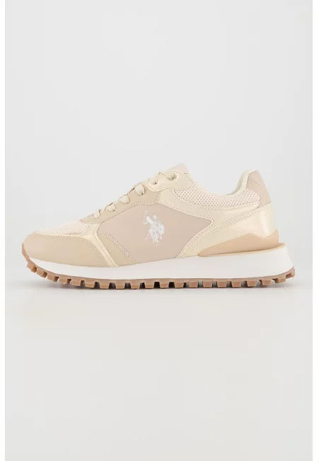 Спортни обувки с велкро и мрежа - Бледо розово/Светло бежово