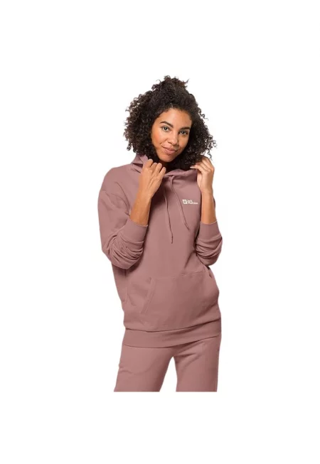 Суичър за дами  спортен - розов - органичен памук - качулка - джоб тип кенгуру -