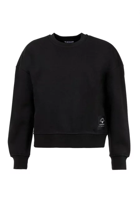 Суитшърт с паднали ръкави - Черен