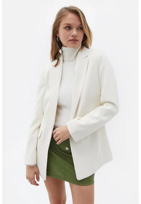 Свободно сако с джобове с капаче - Мръснобял
