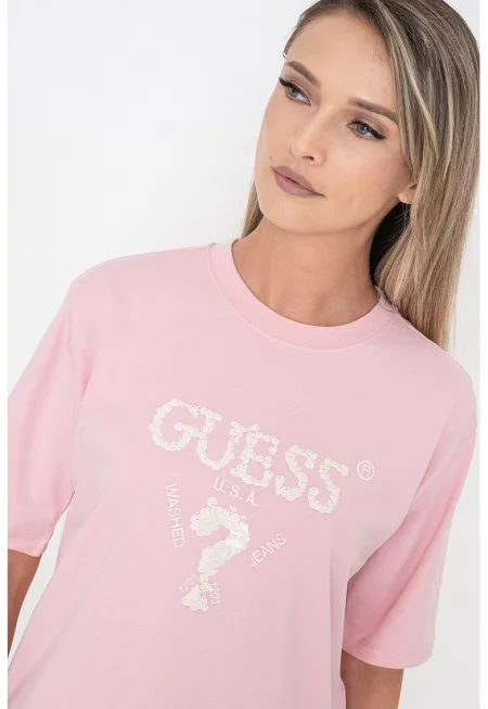 Тениска с лого от пайети