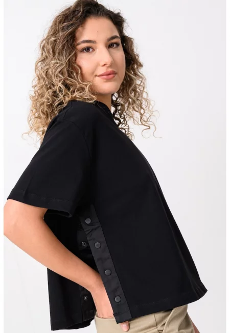 Тениска Zanda с цепки с капси - Черен