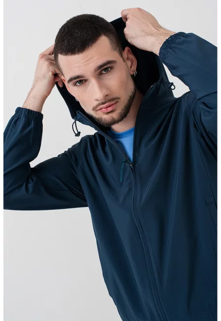Тренировъчно яке с качулка - Тъмносин