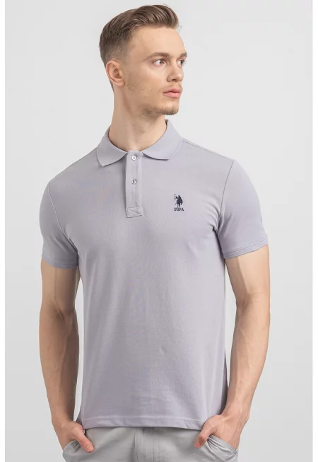 U.S. Polo Assn - Памучна тениска по тялото с яка