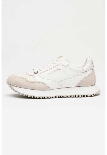 Унисекс спортни обувки с велур - Бял/Сиво-бежов