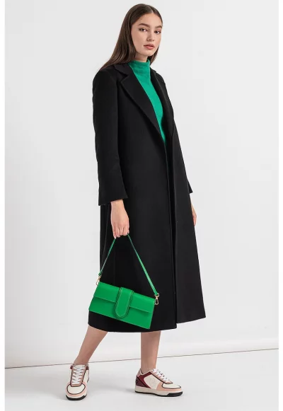 Вълнено палто Longrun със застъпен дизайн