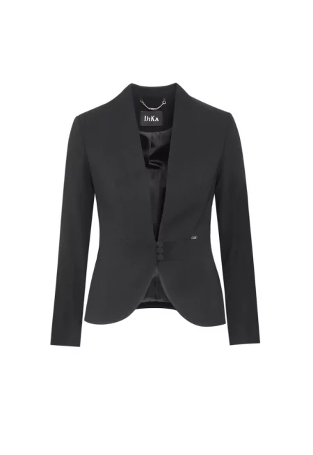 Вталено сако без ревери -  Черно -