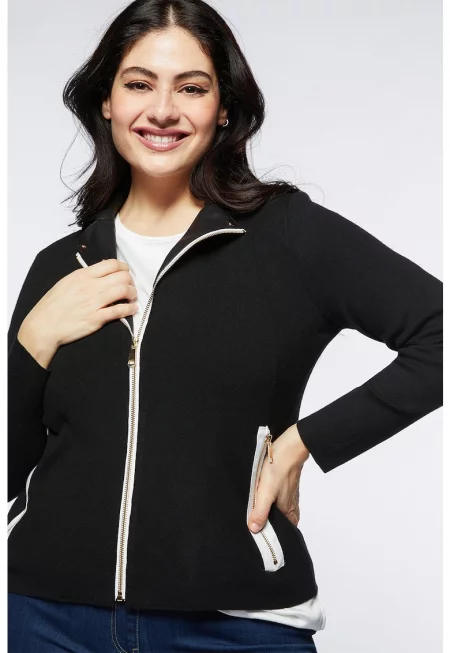 Яке с цип и еко кожа