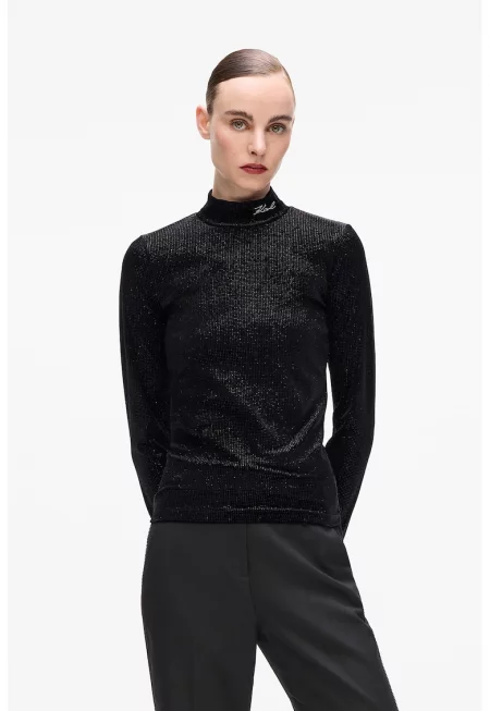 Бляскава блуза с яка