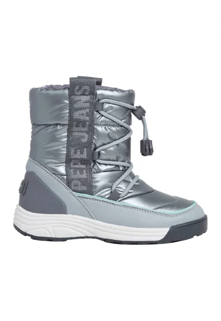 Боти с лого - Пепеляво сиво/Тъмносребрист