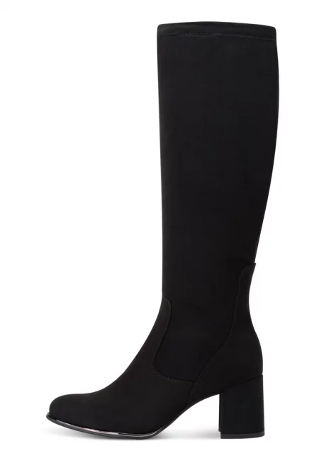 Ботуши до коляното от еко велур - Черен