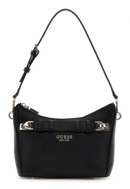 Чанта от еко кожа с джоб с цип - Черен