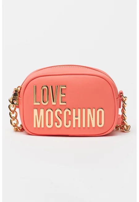 Чанта през рамо от еко кожа с лого - Корал