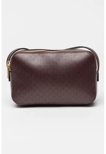 Чанта през рамо от еко кожа с монограм - Тъмновиолетов