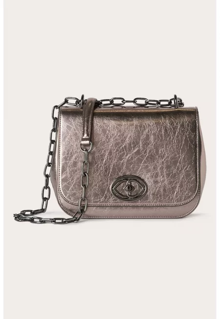 Чанта през рамо с презрамка с верижка - Сребрист