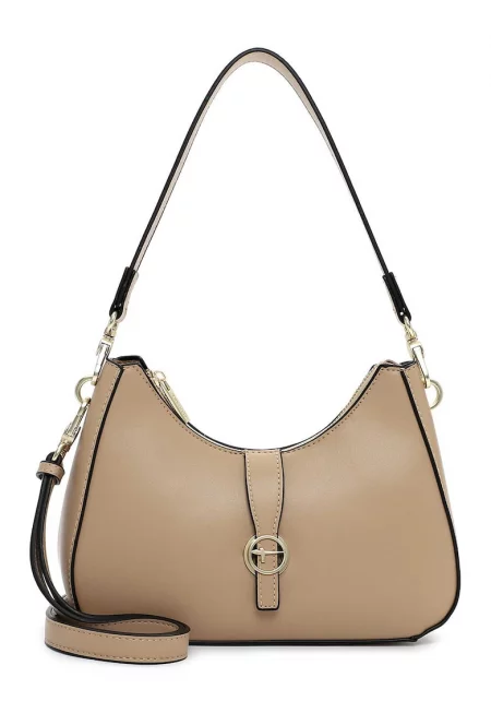 Чанта за рамо от еко кожа с лого - Бежов