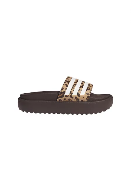 Чехли Adilette с платформа и лого - Тъмнокафяв/Камел