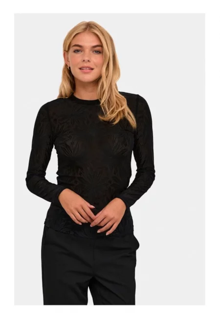 Дамска блуза - кафе - черна - найлон - Черен