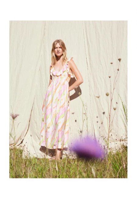 Дамска рокля -  302532070 - Вискоза - Найлон - 40 - Розов