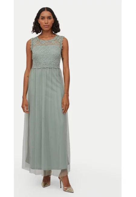 Дамска рокля - вила - Зелено - Памук