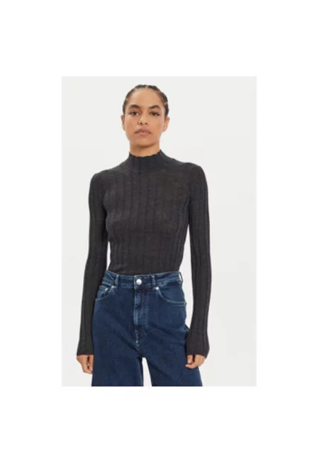 Дамски пуловер -  304213359 - Мериносова вълна - Сив