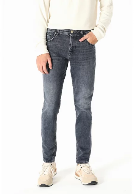 Дънки по тялото Danny със захабен ефект - Въглен сиво