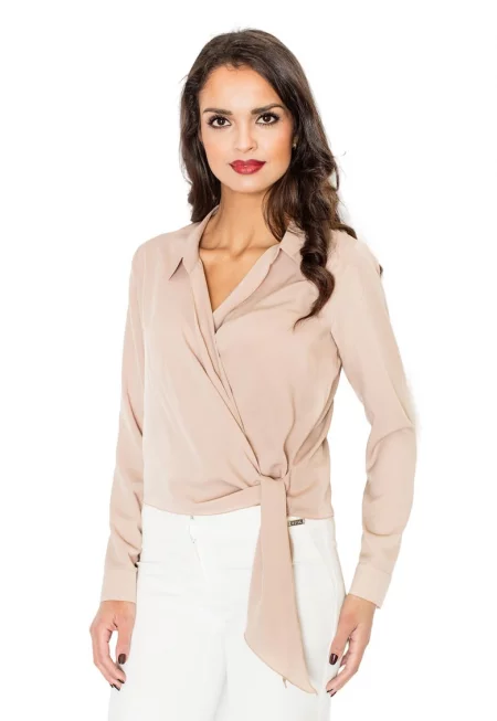 Елегантна блуза M432 -  Полиестер/Вискоза - Бежов -