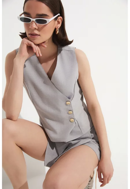 Елек и къса пола-панталон - Светло сив