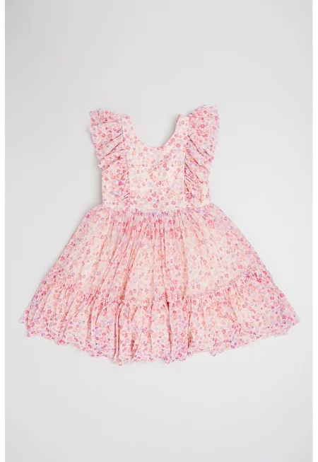 Флорална рокля без ръкави - Бял/Лилав/Розово