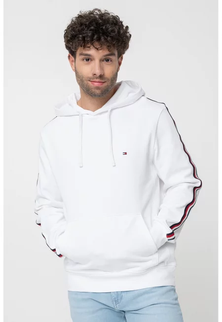 Худи с лого и джоб кенгуру - Червен/Ултрамарин синьо/Бял