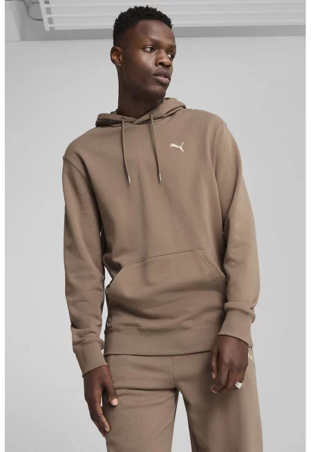 Худи с връзка и джоб кенгуру - Камел