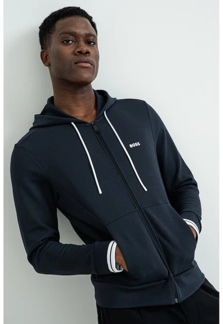 Худи Zone с цип - Тъмносин/Бял