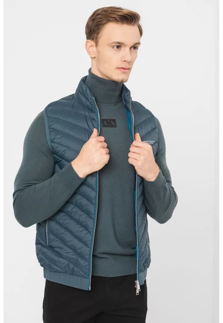 Капитониран елек с цип - Персийско зелено