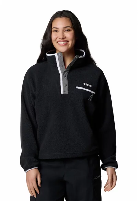 Къс поларен суитшърт за трекинг Helvetia™ II - Бял/Черен/Сив