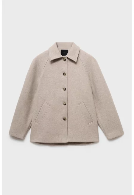 Късо свободно палто - Светло бежово