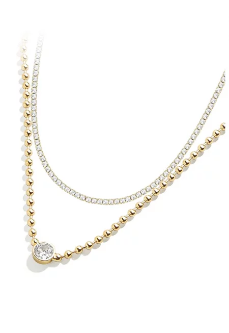 Колие от стомана - Златист/Бял