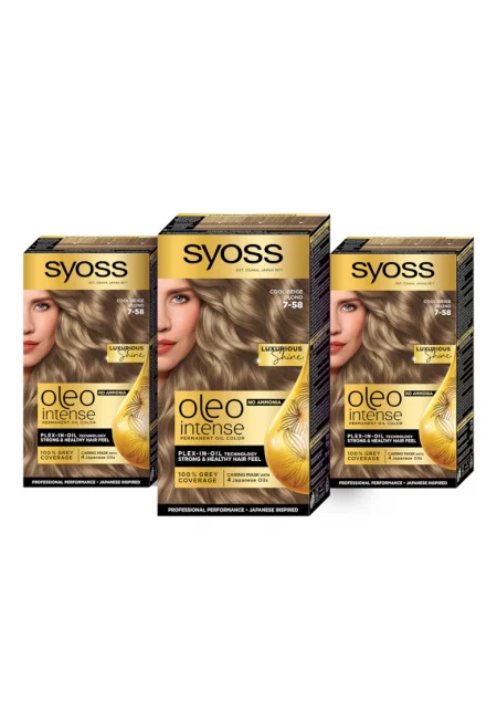 Комплект: 3 x Перманентни бои за коса без амоняк  Color Oleo Intense - 7-58 Cool beige blond - 115 мл