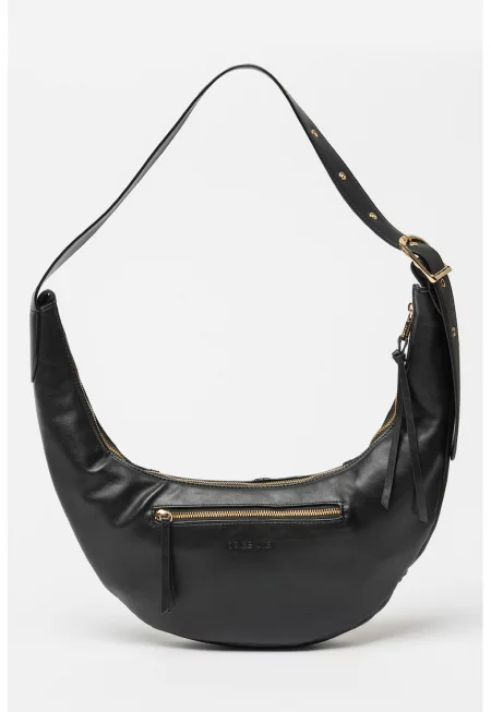 Кожена чанта за рамо - Черен