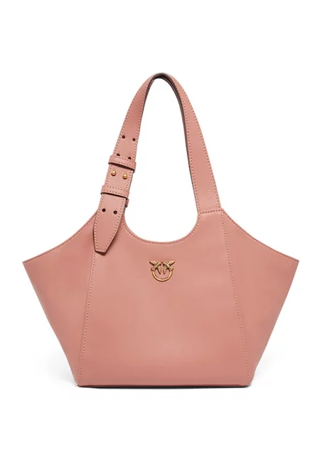 Кожена чанта за рамо - Прашно розово