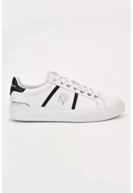 Кожени спортни обувки с лого - Бял