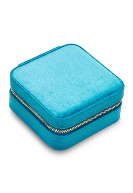 Кутия за бижута от кадифе с цип - Тюркоаз