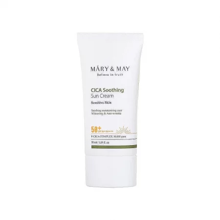 Mary and May CICA Soothing Sun Cream SPF50+ PA++++ успокояващ слънцезащитен крем с азиатска центела