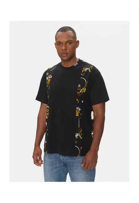 Мъжка тениска Versace Jeans черна - памук