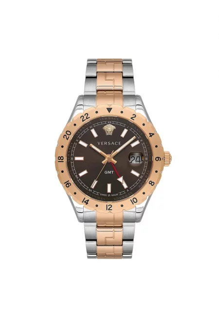 Мъжки часовник  модел V11040015 - 42мм - златна метална каишка - кафяв циферблат