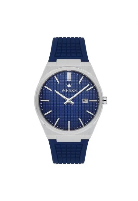 Мъжки часовник  WWG210208 - 45мм - зелена силиконова каишка - сребрист метален корпус - 3ATM - Сив металик