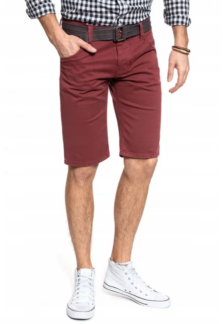 Мъжки къси панталони -  1007589 7139 - Материал: 100% памук - Кройка: Slim Fit - Закопчаване: Цип - Брой джобове: 5 - W29 EU - Червени