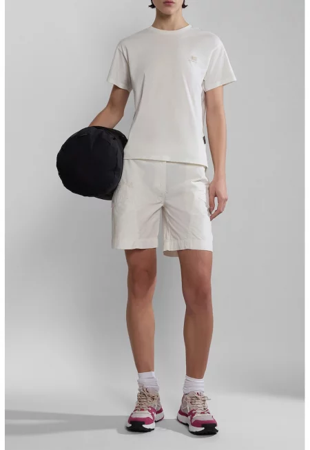 Памучен къс панталон Narin - Бял